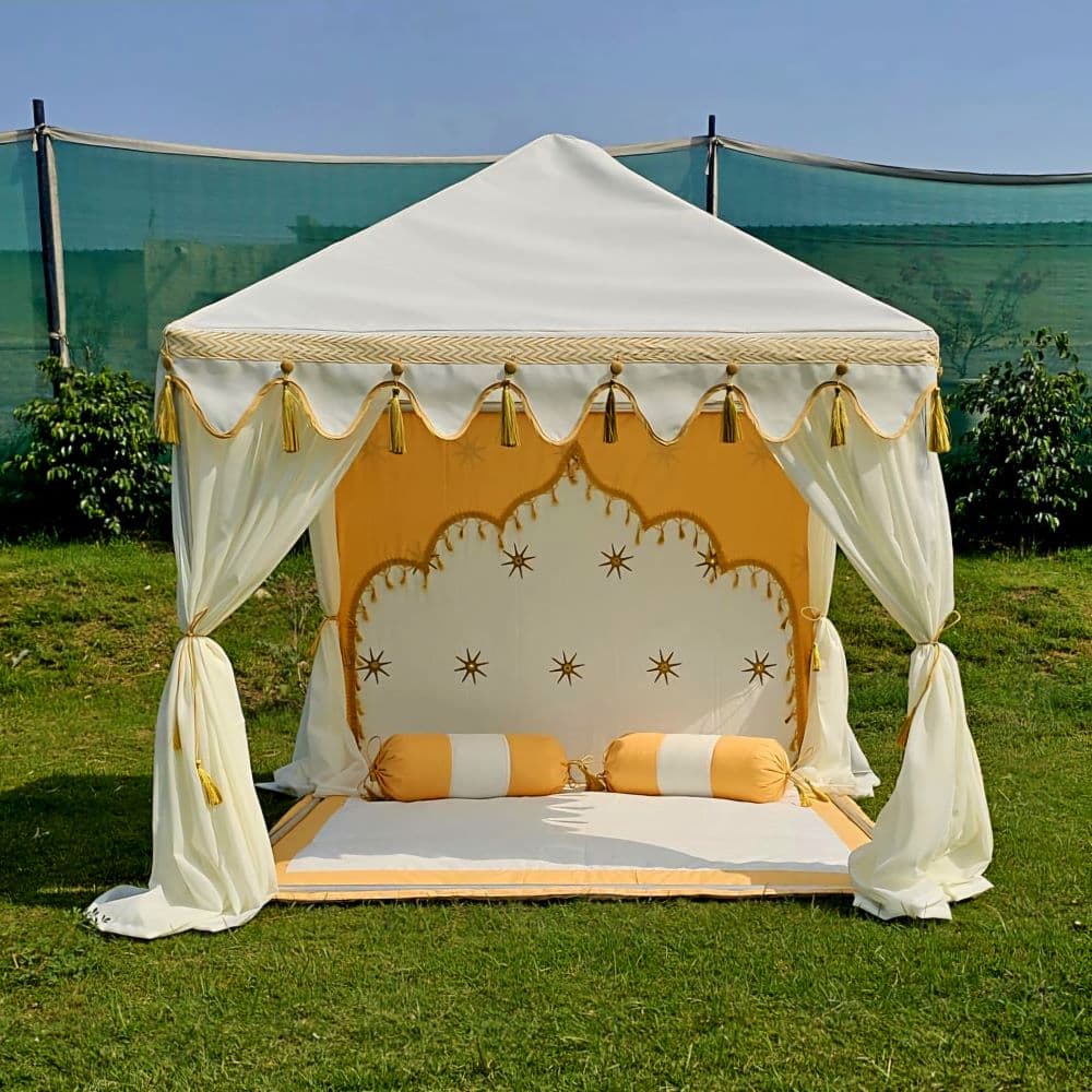 arabian style baby tent set up in garden