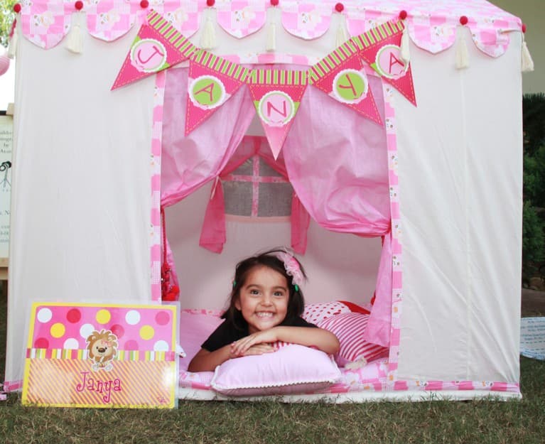 pink & white kids tent