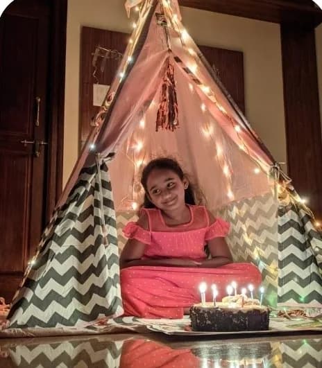 A customer's tent at home