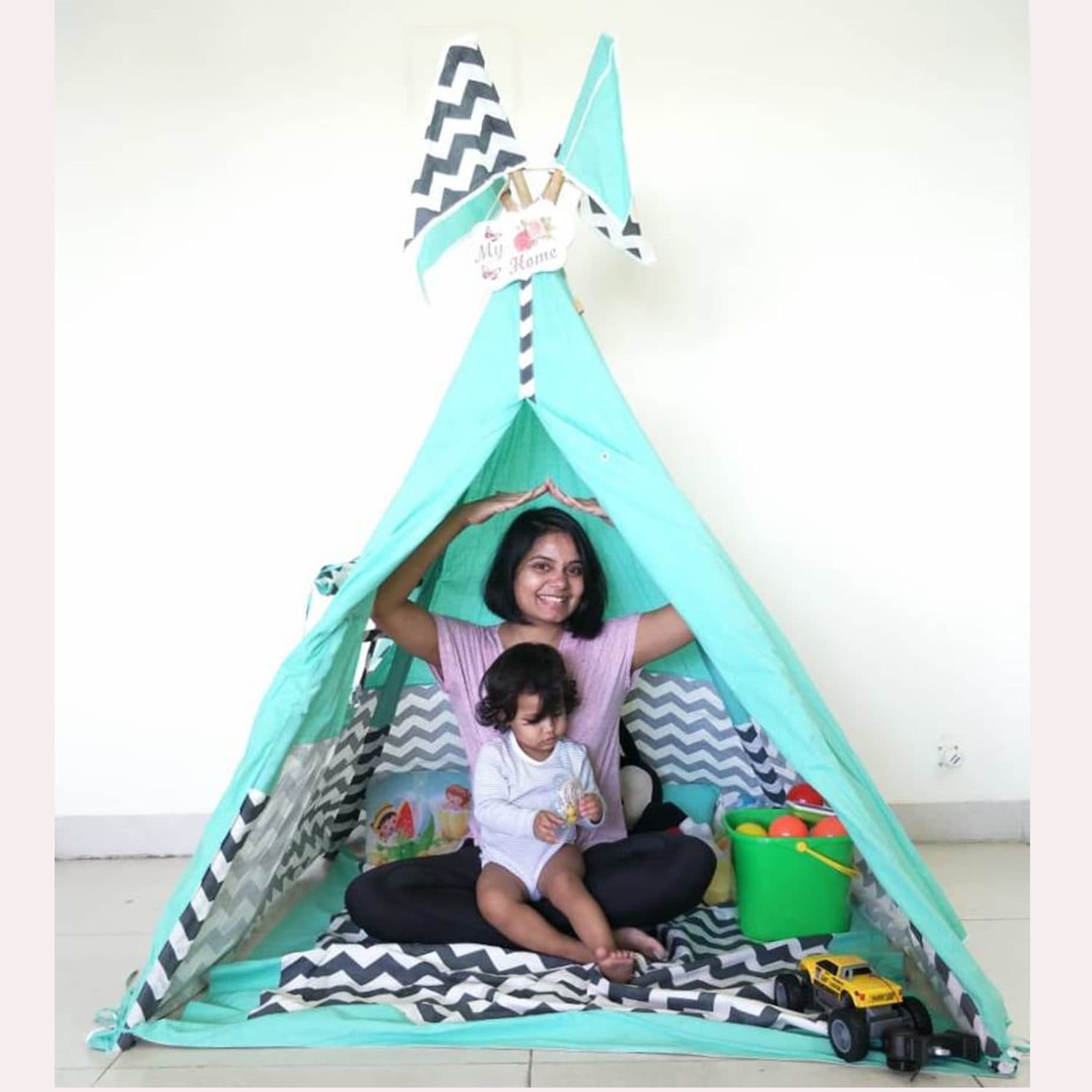 Green Chevron Teepee Cozy Teepee Tent for Kids