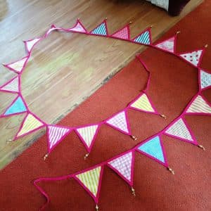 Pink Bunting with Beads