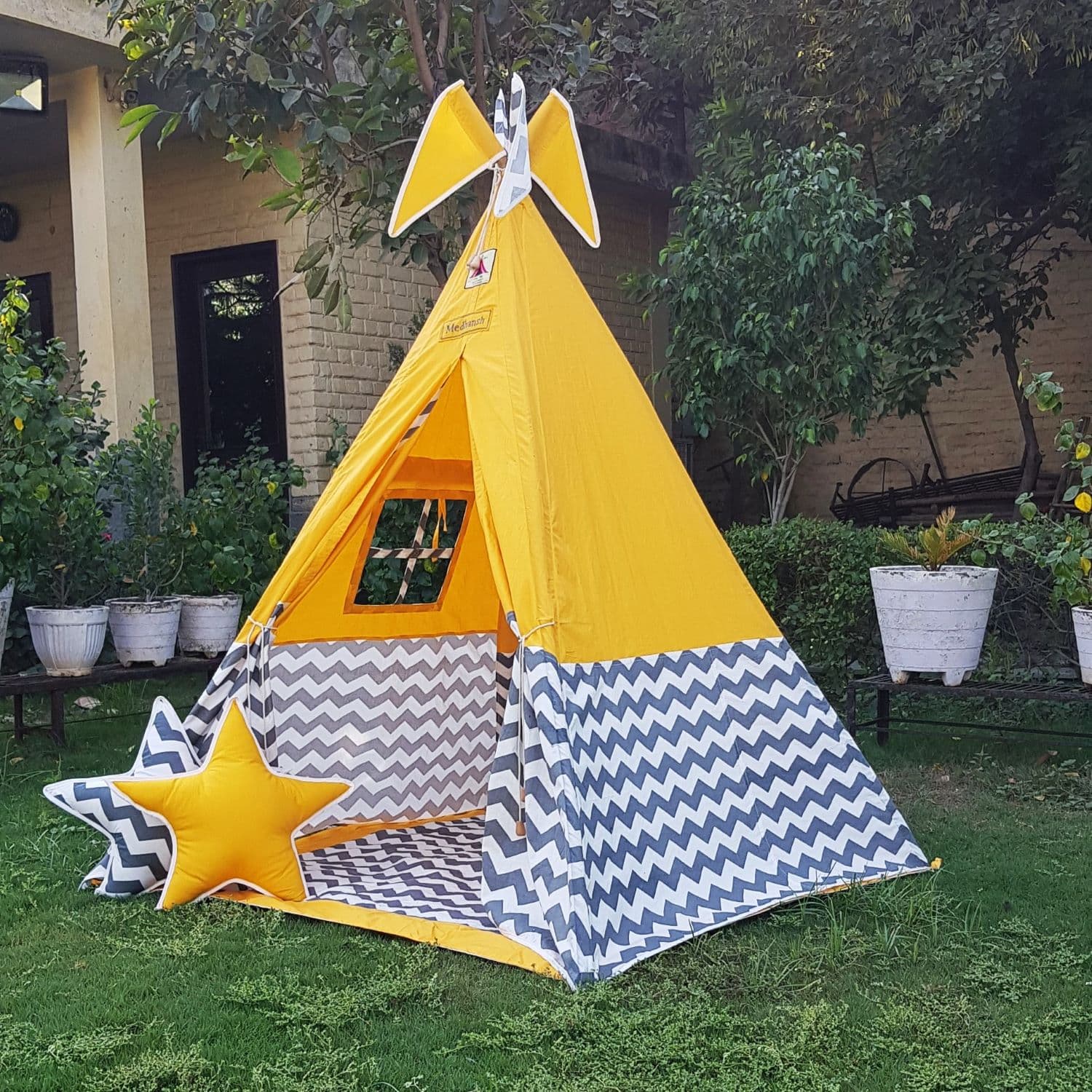 Yellow & Chevron Teepee Cozy Teepee Tent for Kids